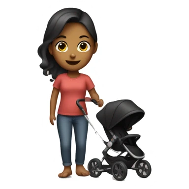 girl with black baby stroller sticker