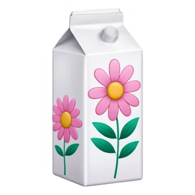 a white TINE milk carton with pink flower doodles on it  sticker
