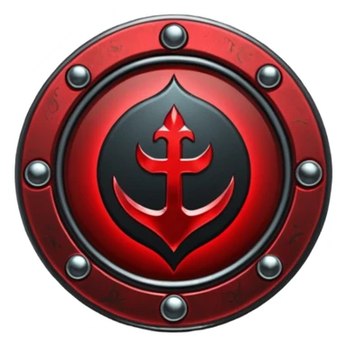 iOS sticker, dark fantasy amulet, black base, red symbol, minimal sticker