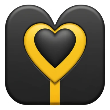 Black heart with yellow road stripe in center sticker