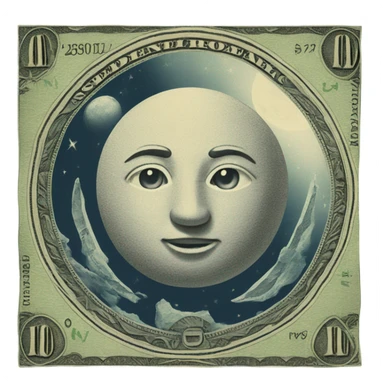 Paper money with a moon on it  sticker