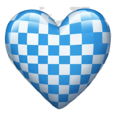 A blue and white checkered heart sticker