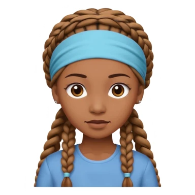 big lose braided woman face wiith big visible braids and mono color headband on head sticker