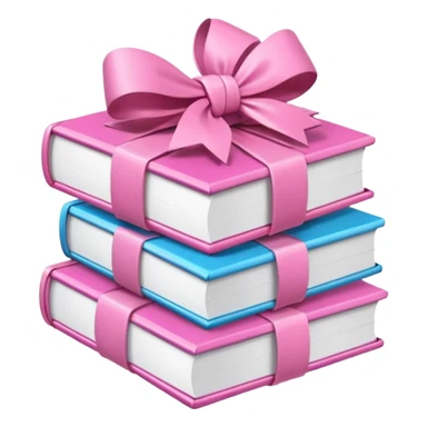 Pink Books stacked up and tied together by a white bow sticker