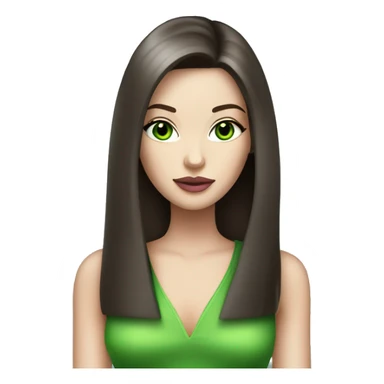 Brunette bombshell supermodel girl with long straight hair, pale skin, pink lips and green eyes sticker