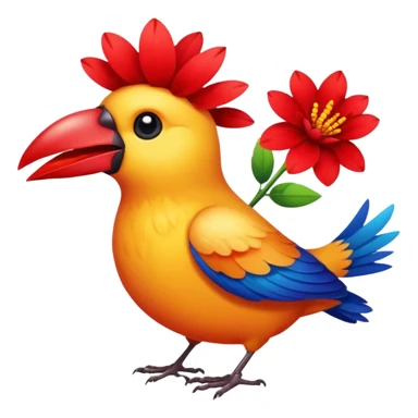 A bird carrying a red flower in its mouse  sticker