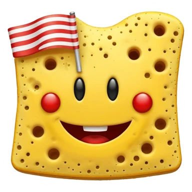 sponge with holes creepy smile flag sticker
