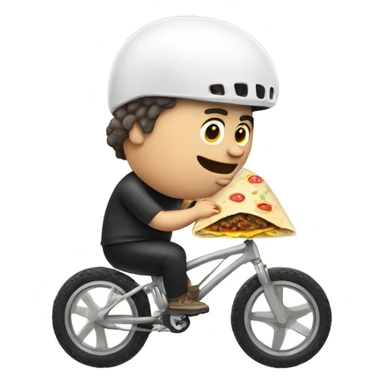 Fat white bike rider eating a burrito sticker