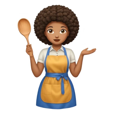 Mujer curvy afro, con vestimenta cómoda y delantal sticker