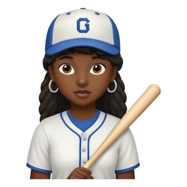 Black girl with mullet and a baseball hat sticker
