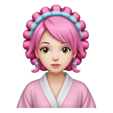 woman pink hair rollers sticker