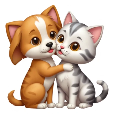Dog and cat kissing sticker