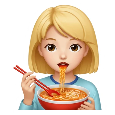 girl eating ramyun sticker