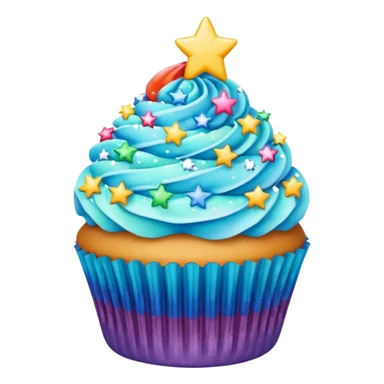 Rainbow starry galaxy cupcake sticker