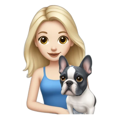 White Girl with blue French bulldog  sticker