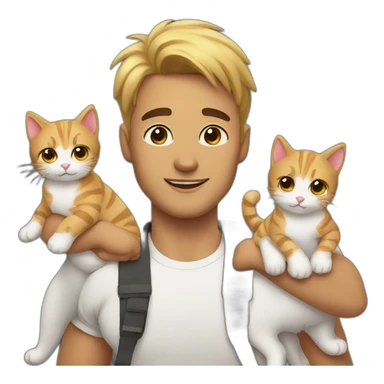 Cute man with cats sticker