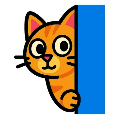 a curious cat peeking around a corner sticker