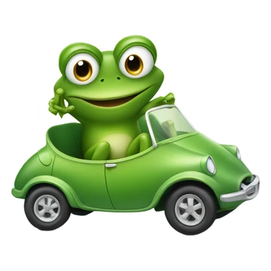 Frog driving pea car sticker