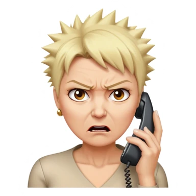 Short Blonde spikey mature woman on the phone angry sticker