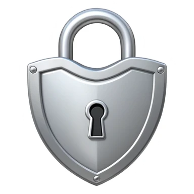 security shield with a padlock on top, cartoonish style sticker