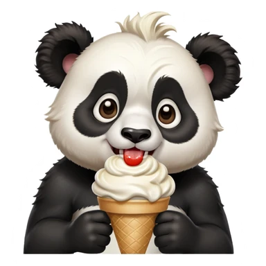 Panda eating ice cream with muscles and crazy hair and with big ears  sticker