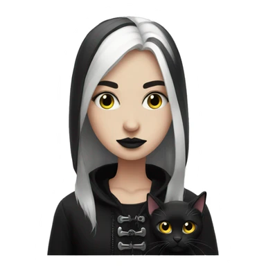Goth girl with black cat sticker