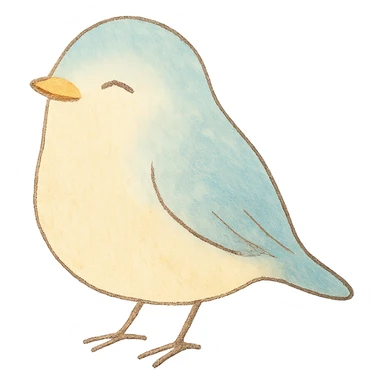tiny pastel bird silhouette, Japanese hand-drawn style, full object, transparent background, with a gentle smile sticker