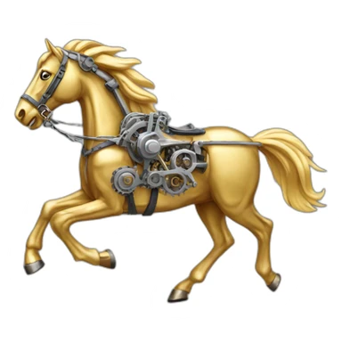 Mechanical golden running horse sticker