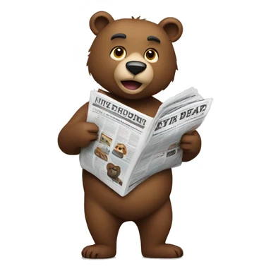 bear hoding newspaper sticker