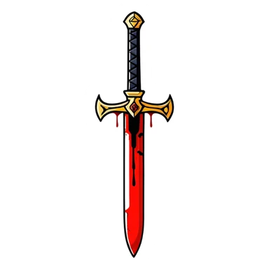 Golden razor sword with blood dripping sticker
