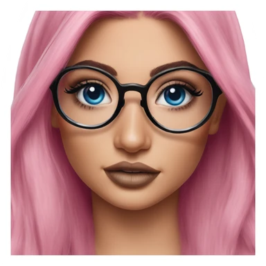 Photo Realistic kylie jenner stylish pink hair BLUE eyes and glasses posed sticker