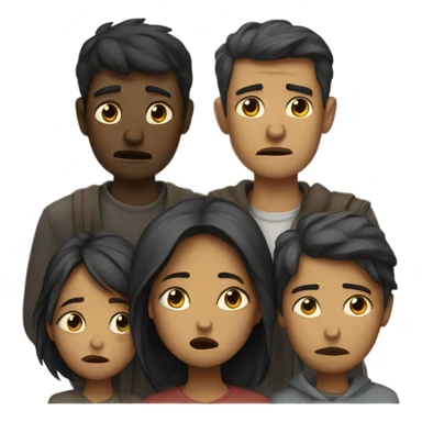 Group of sad people  standing sticker