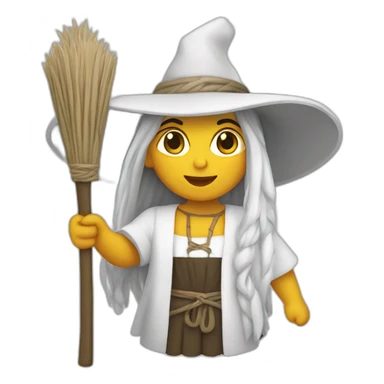 bruja blanca con escoba sticker