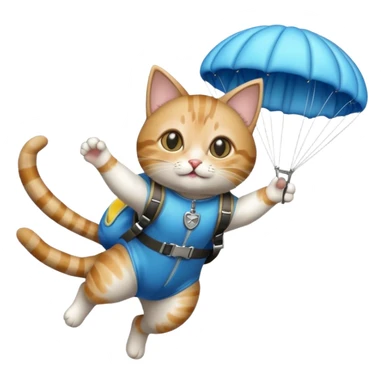 Skydiving cat with parachute and UFO sticker
