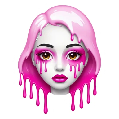 hot pink ombre glossy lips spilling white paint drips sticker