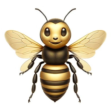 Beautiful and Majestic Bee Portrait Emoji, Head and body rendered in serene repose with a gentle, content smile, showcasing a tiny, fuzzy form with softly closed delicate wings and eyes in tranquil slumber, Simplified yet exquisitely endearing features, highly detailed, glowing with a soft, drowsy golden light, high shine, relaxed and utterly noble, stylized with an air of regal natural beauty, soft glowing outline, capturing the essence of a majestic bee that embodies the timeless charm of nature! sticker