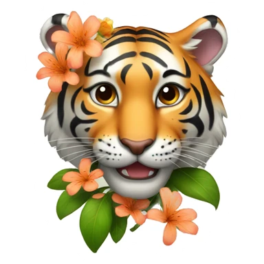 Tiger with flower  sticker