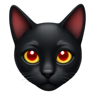 A black cat with a red eye  sticker