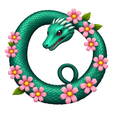 ouroboros serpent made of flowers sticker