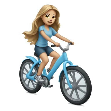 Girl riding very light blue bike, she has long light brown hair and light skin sticker