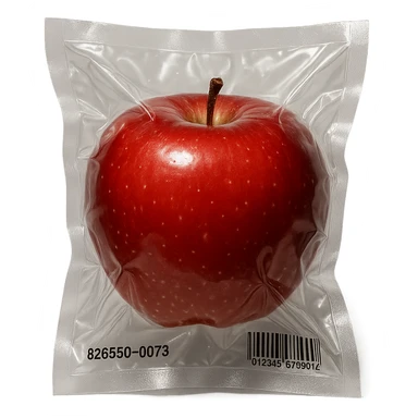 shiny apple in vacuum-sealed style sticker