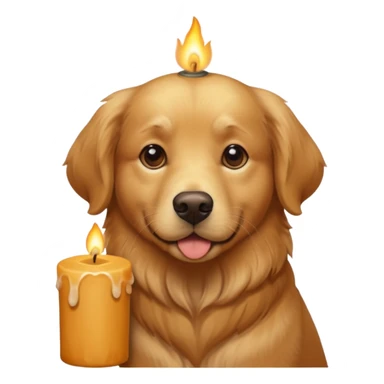 dog holding a lit aromatic candle in hand sticker