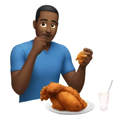 man eating fried chicken sticker
