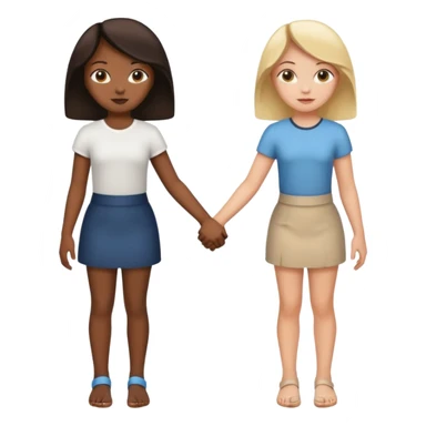 Black girl and white girl holding hands backs turned sticker