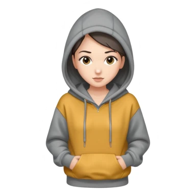 Sasha Gray in gray oversized hoodie full height sticker