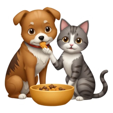 The dog is itching because of fleasThe dog is itching because of fleas, the cat is eating a lot of food from the bowl sticker