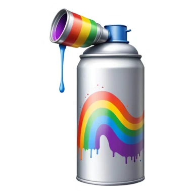 Colorful spray paint can with rainbow design for graffiti sticker