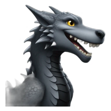 Grey Woolf smiling on a black dragon sticker