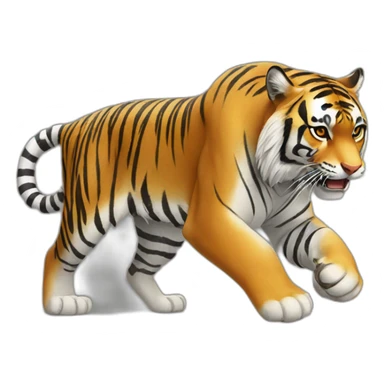 a tiger lunging at its prey sticker