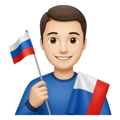 realistic man with russian flag in hand sticker